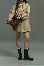Plaid Blend Bow Front Coat
