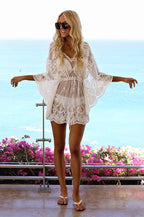 Lace Mesh Embroidered Pullover Cover Up