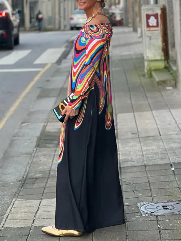 Katia Minimalist Dress with Color Print Designer Edit