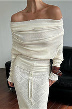 Vintage Off-Shoulder Cinched Chic Blouse