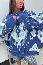 Color Block Loose Knit Pullover Sweater