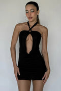 Hollow Out Patchwork Mini Dress