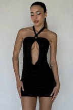 Hollow Out Patchwork Mini Dress