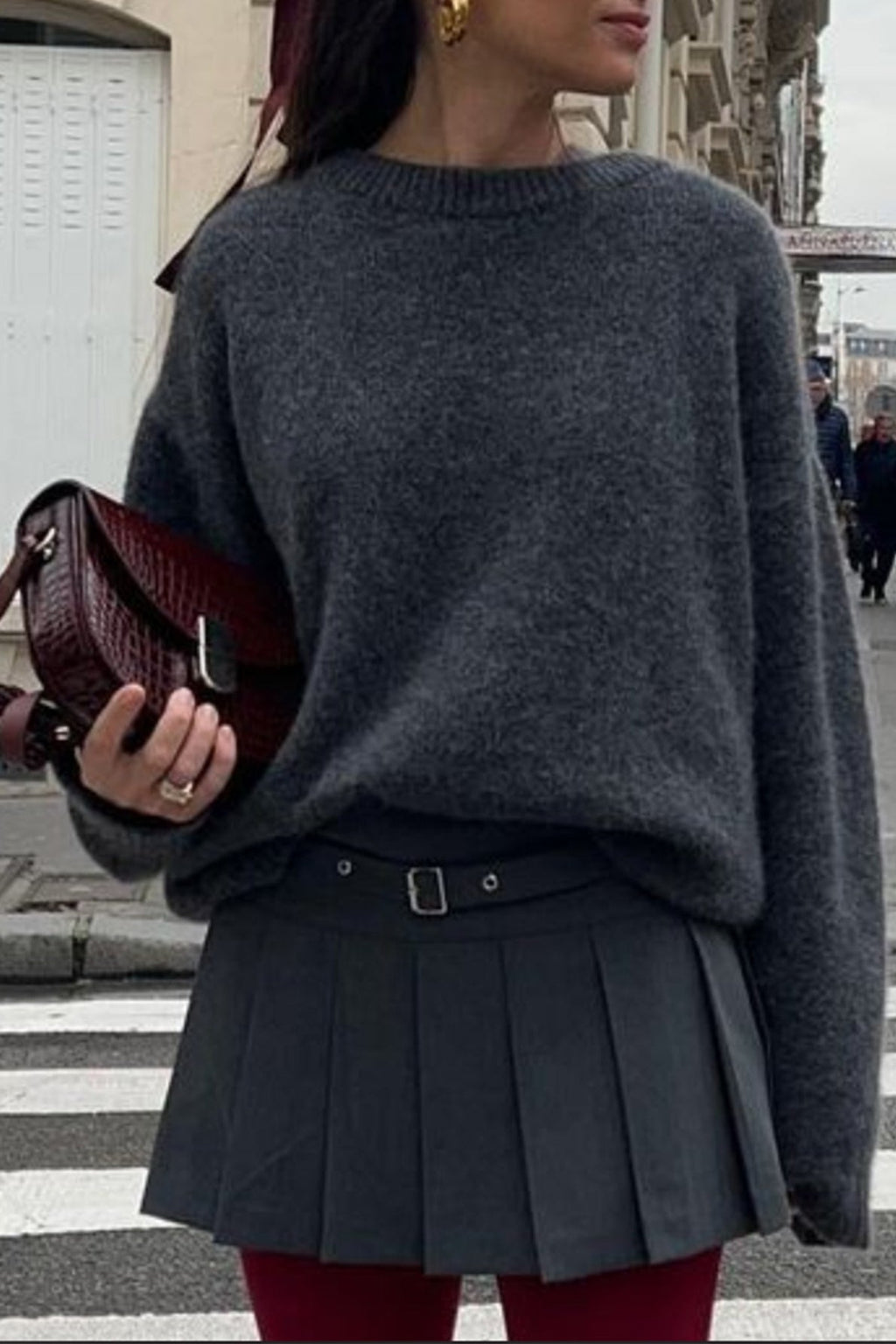 Plain Ribbed Long Sleeve Sweater
