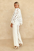 Crochet Knit Hollow Out Pullover Sweater