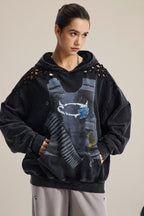 Edgy Distressed Graphic Hoodie