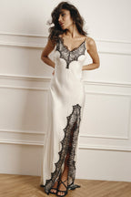Lace Trim Sexy Silk Dress