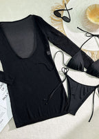 Ocean Drift - White Mesh Knit Beach Dress & Bikini Set
