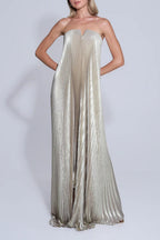 Sexy Strapless Pleated Maxi Ball Gown Formal Dress