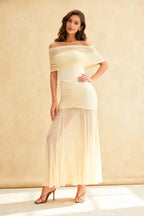 Mesh Panel Strapless Elegant Bodycon Party Dress