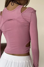 Y2K Spicy Cutout Cropped Fitted Long Sleeve Crop Top