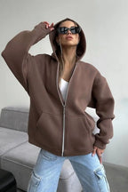Solid Color Loose Street Style Hoodie