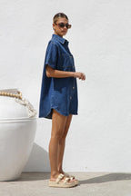 Short Sleeve Shirt Denim Dress