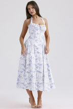 Halter Neck Slim Strap Floral Dress