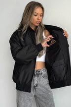 Loose Zip-up Bomber Cotton Jacket