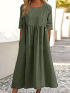 Veronica Luxe Midi Dress with Three Quarter Sleeves Designer Edit