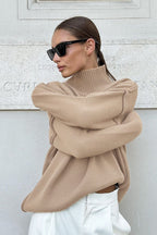 Colorblock Turtleneck Knit Sweater