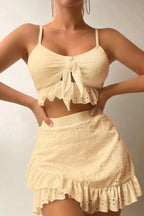 Tie String Bikini Bodycon Skirt Three Piece Skirt Set