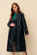 Faux Leather PU Long Chic Casual Overcoat