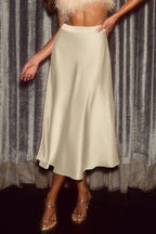 Satin Solid Color A-line Bodycon Skirt