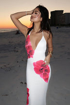 Floral Backless Slim Fit Bodycon Maxi Dress