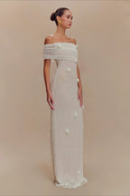 3D Floral Off-Shoulder Maxi Birthday Dress