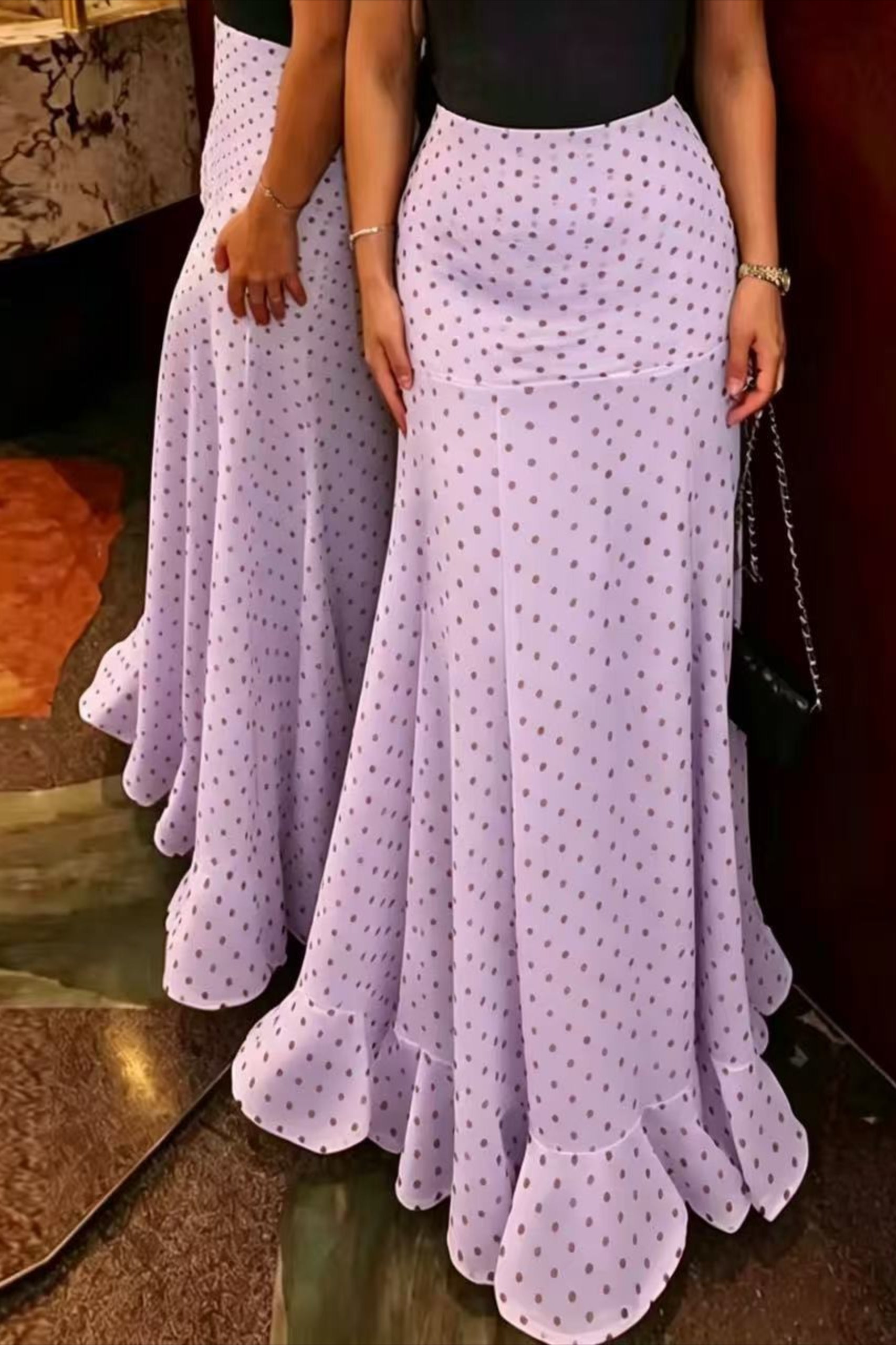 High Waist Polka Dot Hip Long Skirt
