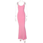 Casual Sleeveless High Waisted Slim Fit Camisole Long Dress