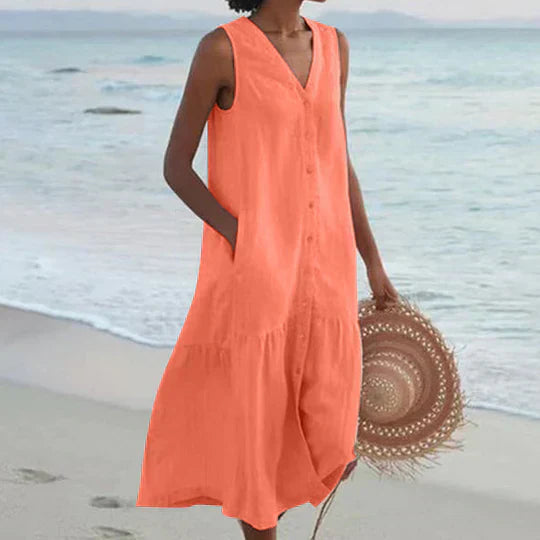 Kaitlyn Minimalist Women's Linen Dress Everyday Luxe Edit