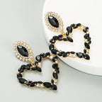 Heart-shaped with colored  retro temperament exaggerated earrings