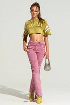 Trendy Drawstring Tie-Waist Stylish Denim Jeans
