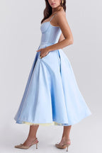 Lorraine Premium Strapless V Neck Sleeveless Tutu Maxi Dress Designer Edit