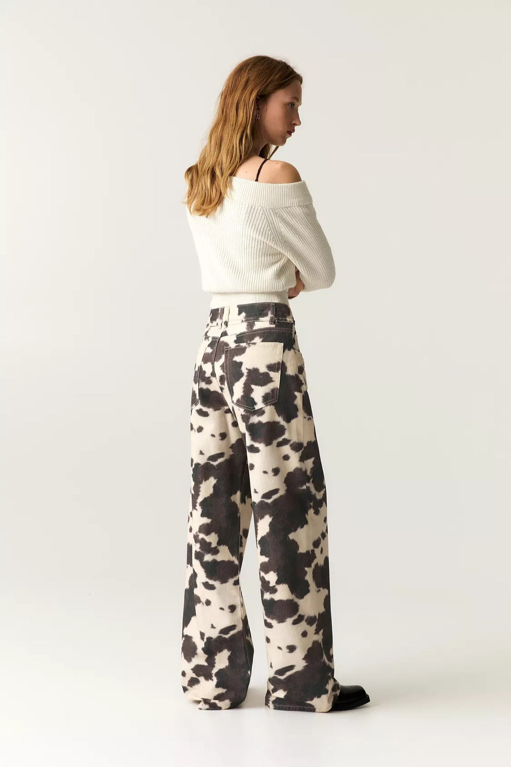 Vintage Cow Print Casual Jeans