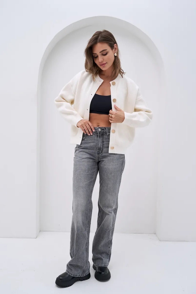 Solid Color Relaxed Knit Cardigan