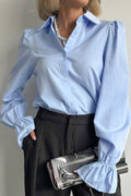 Elegant Simple Bell Sleeve Solid Blouse