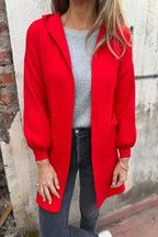 Solid Color Casual Woolen Pocket Hooded Jacket