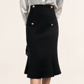 Black High-Rise Ruffle Midi Skirt