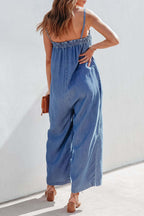Slender wide-leg pants cropped casual overalls