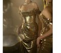 Golden Backless Sequined Party Dress