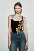 Glitter floral going out cami top