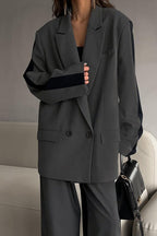 Notch Lapel Relaxed Blazer Wide Leg Pants Set