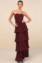 Strapless Ruched Ruffled Tiered Party Dress