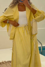 Yellow striped casual set
