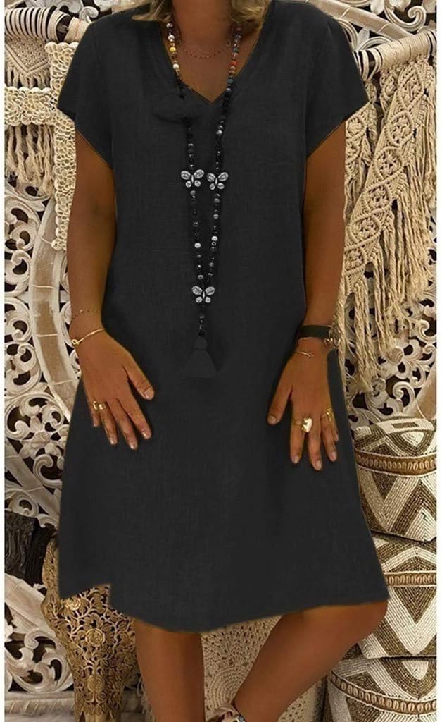 Ingrid Casual, Loose Cotton Dress for Women Brunch Outfit Idea