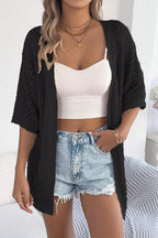Solid Color Loose Short-sleeved Casual Knitted Cover-up