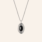 Long Black Agate Bead Statement Necklace