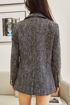 Black Lapel Collar Houndstooth Blazer