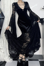 Lace Velvet Batwing Gothic Dress