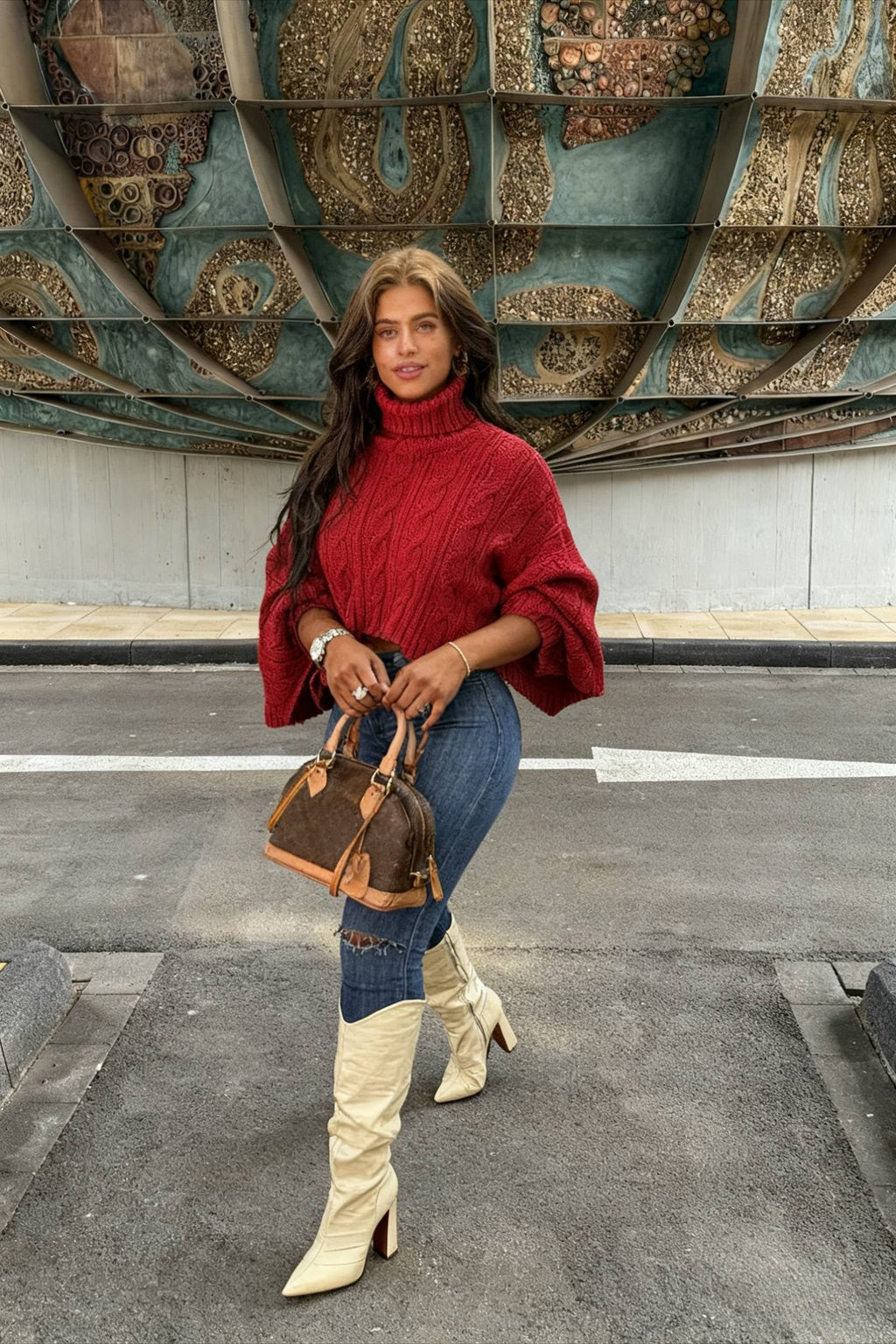 Batwing Sleeve Hollow Trendy Knitted Pullover Top
