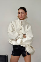 Minimalist Solid Turtle Loose Buttoned Sweatshirt